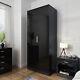 2 Door Wardrobe With Mirror High Gloss Large Storage 5 Colors Cupboard Furniture