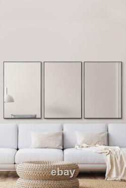 3 x Large Black Modern Design Wall Mirrors 92 x 61.5cm