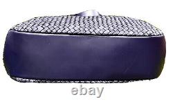 53801 -large Leather Woven Handbag-navy