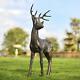 79cm Freestanding Stag Deer Garden Sculpture Cast Aluminium Outdoor Ornament