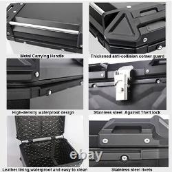 80L Motorcycle Rear Top Box Aluminium Alloy Tail Carrier Tool Luggage Case Black