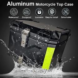 80L Motorcycle Rear Top Box Aluminium Alloy Tail Carrier Tool Luggage Case Black