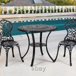 80cm Large Garden Dining Table ALL Aluminium Cast Iron Bistro Outdoor Patio Yard
