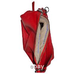 Abro Designer Handbag Genuine Grain Leather Large Bucket Bag Red, Shoulder Belt