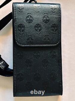 Alexander McQeen Black Nappa Leather Skull Biker with detachable st lPhone Pouch