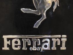 Automobilia -Vintage Style'Ferrari' Hand Painted Polished Aluminum Sign Large