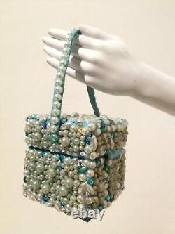 Bag hand handle vintage brand luxury fashion handbag strass crystal pearl beaded