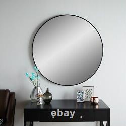 Black Metal Round Mirror Large Circular Wall Bathroom Modern Contemporary Mirror