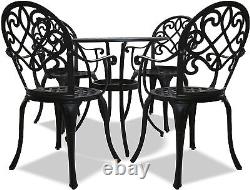Centurion Supports PREGO Black Garden & Patio Table & 4 Large Chairs Bistro Set