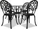 Centurion Supports Prego Black Garden & Patio Table & 4 Large Chairs Bistro Set