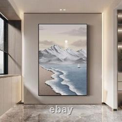 Cloudy Beach Mountain Large Wall Art Painting Frame- Aluminium Crystal Porcel