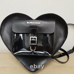 Dr Martens Black Kiev Leather Large Backpack Shoulder Bag Love Heart Crossbody