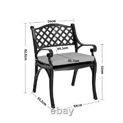 Extra Large 6 Seater Bistro Set Garden Table & Chairs Padded Seat Cast Aluminium