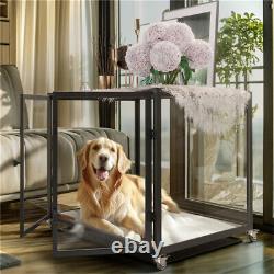 Heavy Duty Dog Crate Anti-bite Aluminum Pet Kennel Cage End Table Log Cabin Cart