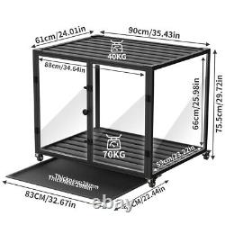 Heavy Duty Dog Crate Anti-bite Aluminum Pet Kennel Cage End Table Log Cabin Cart