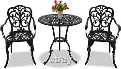 Homeology BANGUI Garden & Patio Table & 2 Chairs Aluminium Bistro Set