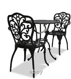 Homeology BANGUI Garden & Patio Table & 2 Chairs Aluminium Bistro Set