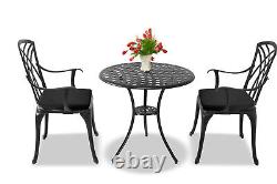 Homeology OSHOWA Luxurious Large Table & 2 Chairs with Black Cushions