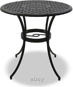 Homeology PREGO Black Luxurious Garden & Patio Table & 4 Large Chairs Bistro Set