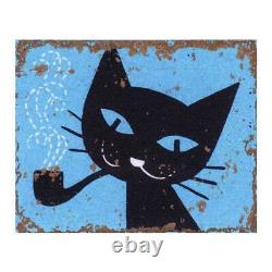 Humorous Black Cat Metal Wall Sign