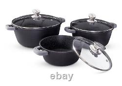 Large 3PC Pans Casserole Dish Set, 32/36/40cm Induction ready, Non Stick Pots