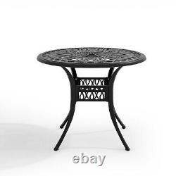 Large 90CM Outdoor Cast Aluminum Patio Table Round Dining Table with Umbrella Hole