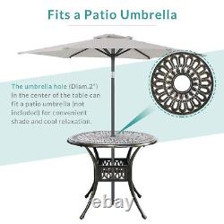 Large 91cm Cast Aluminium Outdoor Bistro Elizabeth Round Tea Table Garden Dining