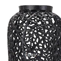 Large Black Cast FLOOR VASE metal Lattice Contemporary Home Decor 90 cm