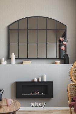 Large Black Frame Arch Over Mantle Wall Mirror 35x 26 90x65cm MirrorOutlet