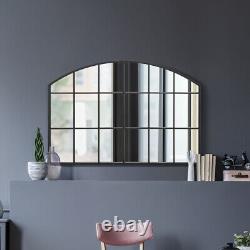 Large Black Frame Arch Over Mantle Wall Mirror 43x 29 110x75cm MirrorOutlet