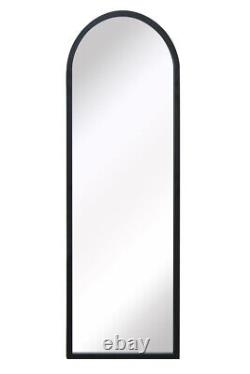 Large Black Metal Framed Arched Garden Mirror 47x16 120 x 40cm MirrorOutlet
