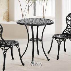 Large Cast Aluminium Bistro Garden Table with Umbrella Hole Patio Dining Table