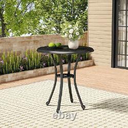 Large Cast Aluminium Bistro Garden Table with Umbrella Hole Patio Dining Table