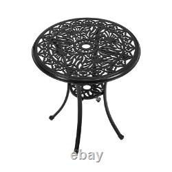 Large Cast Aluminium Bistro Garden Table with Umbrella Hole Patio Dining Table