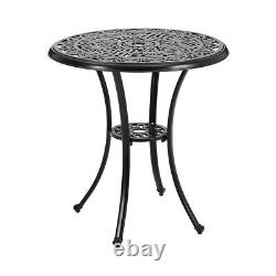 Large Cast Aluminium Bistro Garden Table with Umbrella Hole Patio Dining Table