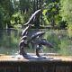 Large Freestanding Leaping Fish Garden Sculpture Aluminium Outdoor Ornament