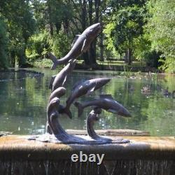 Large Freestanding Leaping Fish Garden Sculpture Aluminium Outdoor Ornament