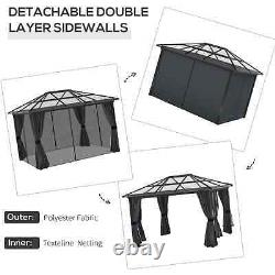 Large Garden Gazebo Durable Patio Pavilion Mesh Curtain Roof Shade Black/Grey