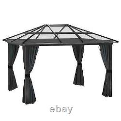 Large Garden Gazebo Durable Patio Pavilion Mesh Curtain Roof Shade Black/Grey