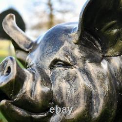 Large Life-Size Mother Pig Garden Sculpture Aluminium Outdoor Ornament