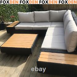 Large Luxury Rattan Sofa Set Corner Patio Wicker Garden Furniture Cushions Table