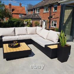 Large Luxury Rattan Sofa Set Corner Patio Wicker Garden Furniture Cushions Table