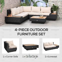 Large Luxury Rattan Sofa Set Corner Patio Wicker Garden Furniture Cushions Table