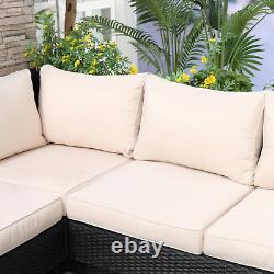 Large Luxury Rattan Sofa Set Corner Patio Wicker Garden Furniture Cushions Table