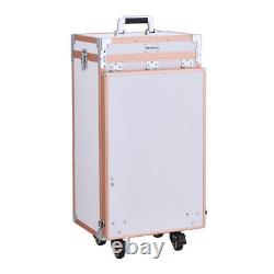 Large Makeup Nail Table Trolley Box Rolling Case Studio Cosmetic Mirror Travel