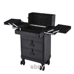 Large Makeup Trolley Case on Wheels Beauty Vanity Case Box Hairdressing Trolley