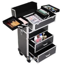 Large Makeup Trolley Nail Beauty Vanity Cosmetic Case Hairdressing Box on Wheels