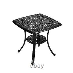 Large Outdoor Dining Table All-Weather Cast Garden Aluminum Table withUmbrell Hole