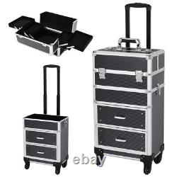 Large Vanity Makeup Beauty Cosmetic Hairdressing Nail Storage Case Trolley Box