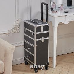 Large Vanity Makeup Beauty Cosmetic Hairdressing Nail Storage Case Trolley Box